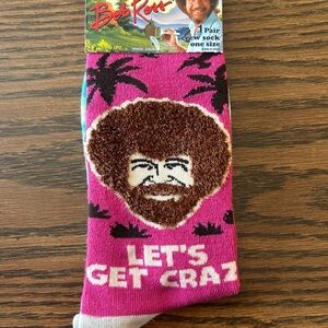 Bob Ross Socks 1 Pair -NWT - great gift - Happy Little Trees!